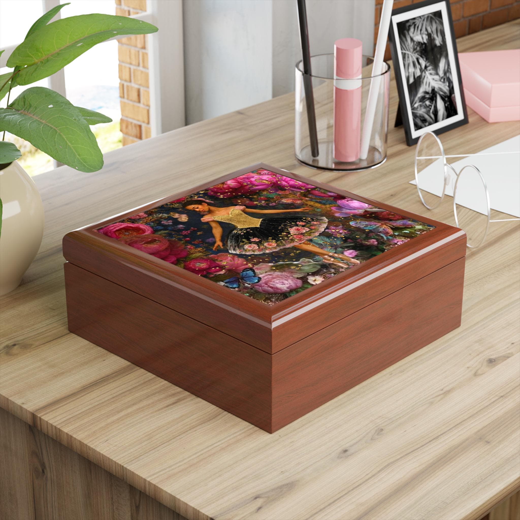 Black Ballerina Keepsake Box, Ballet Art Jewelry Box