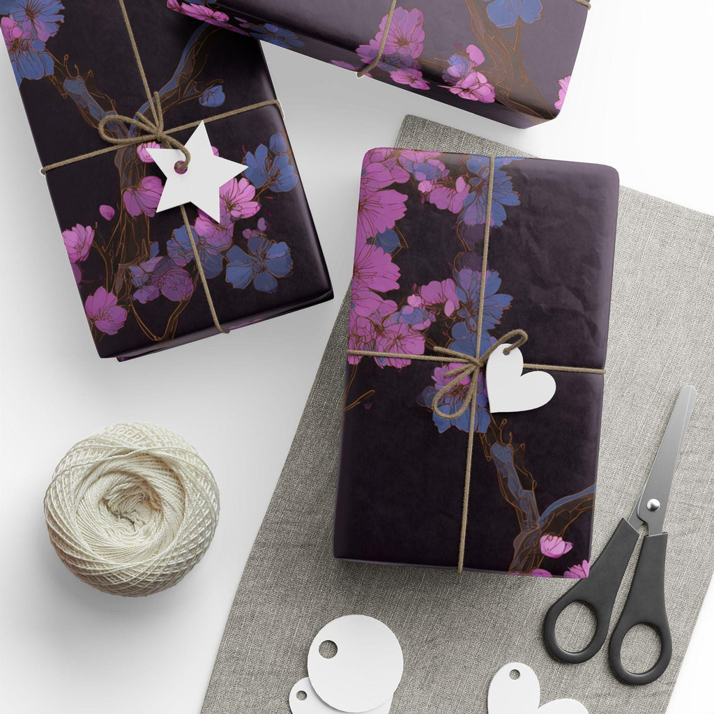 Pink Cherry Blossom Pattern Wrapping Paper | Sakura Trees Floral Gift Wrap