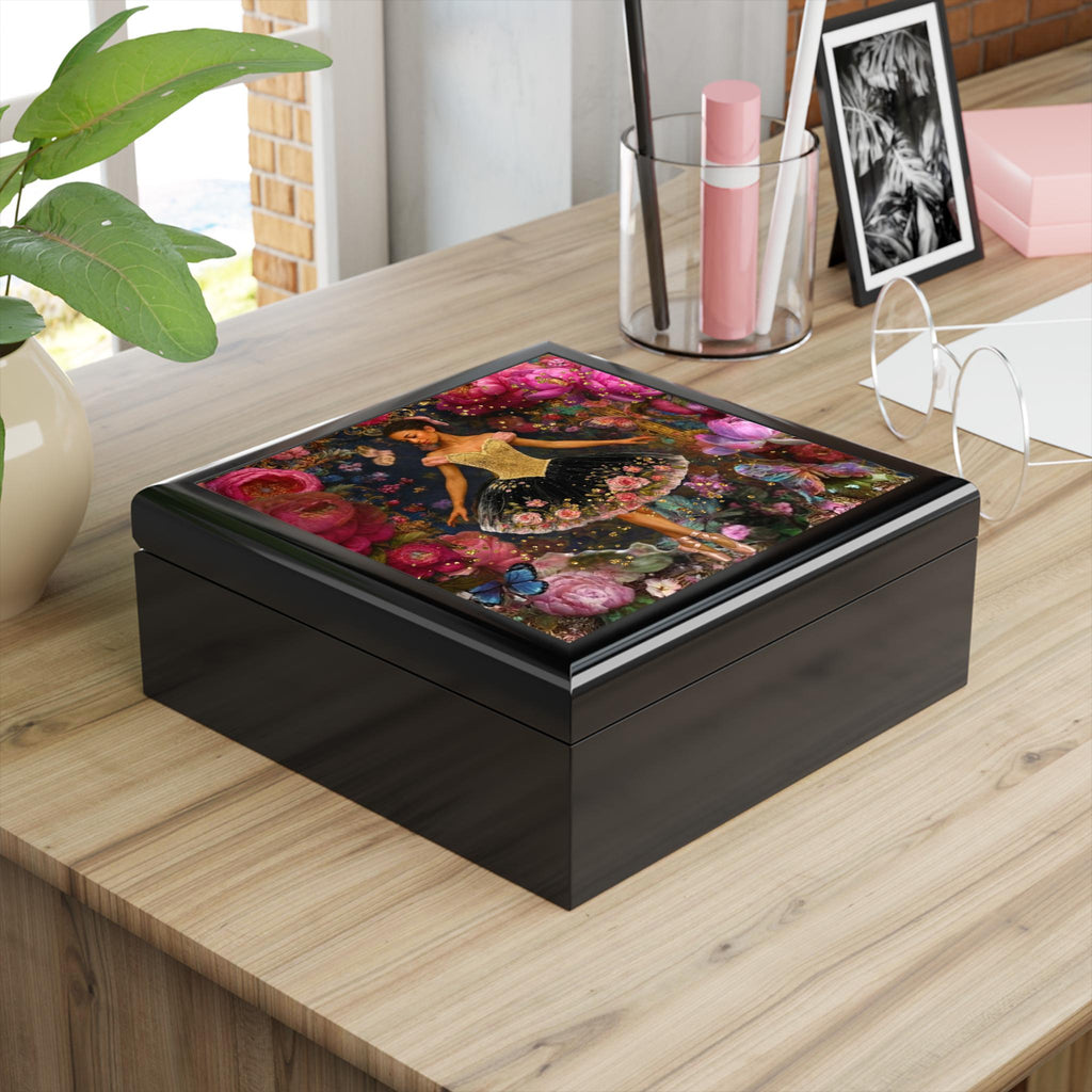 Black Ballerina Keepsake Box, Ballet Art Jewelry Box