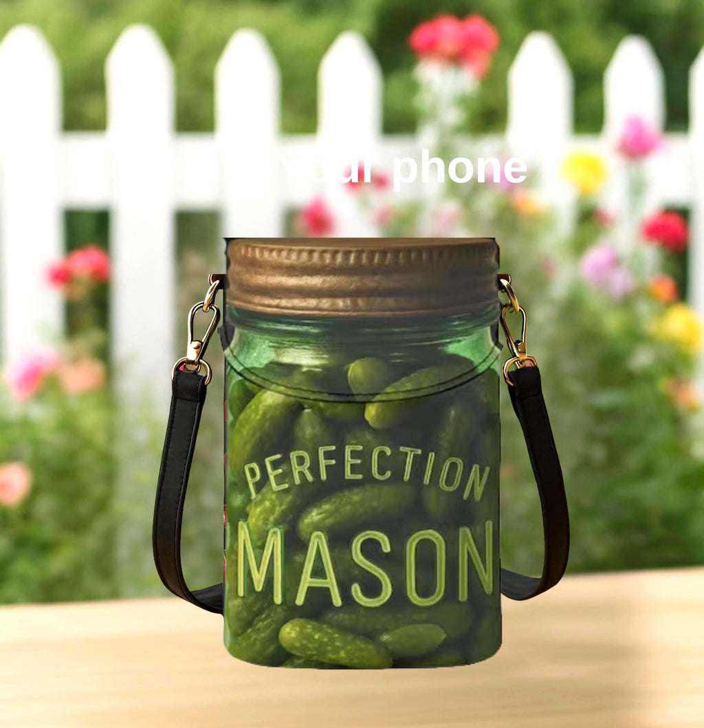 Pickle Jar Crossbody Bag: Novelty Vegan Leather Phone Purse