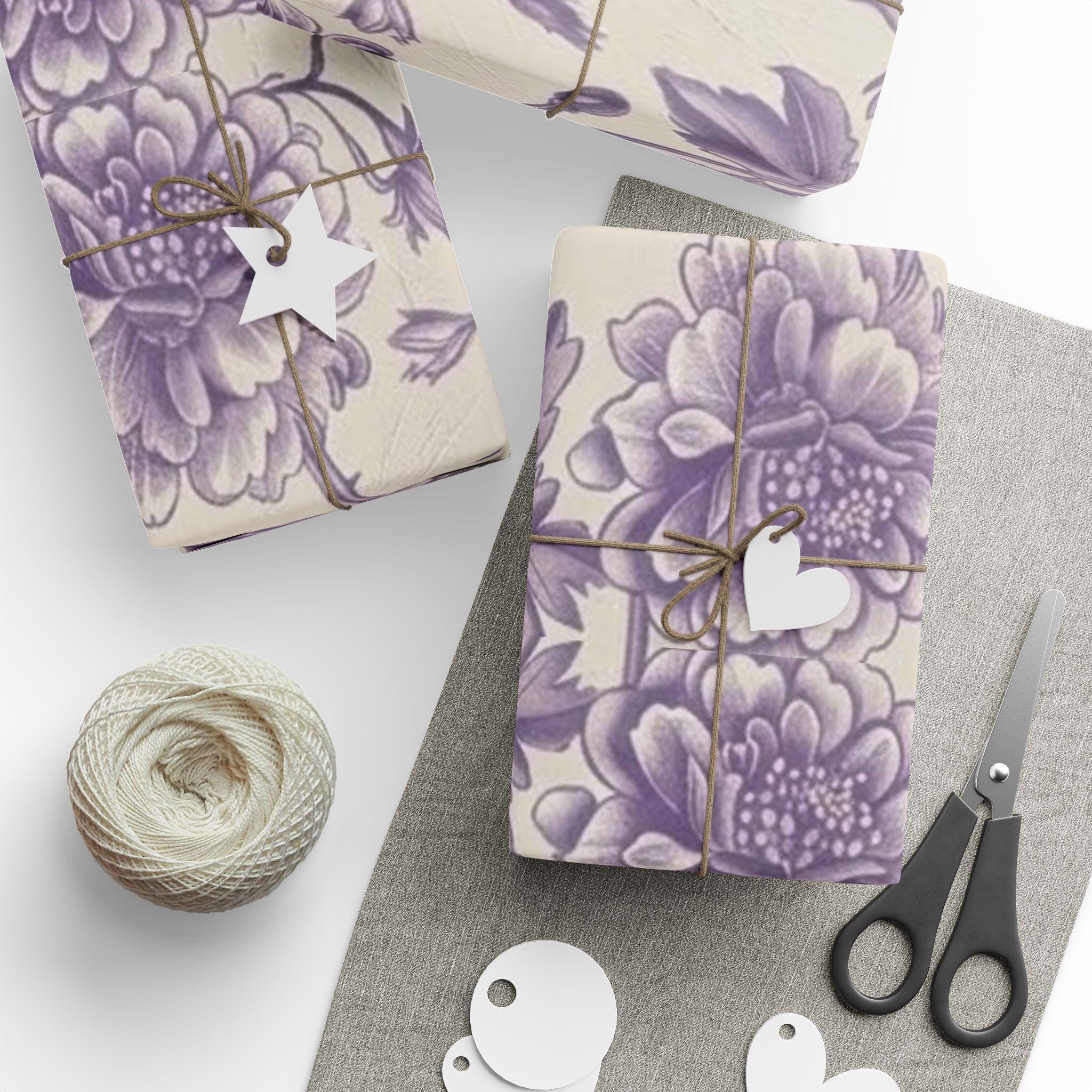 Lavender Toile Botanical Floral Wrapping Paper | Gift Wrap