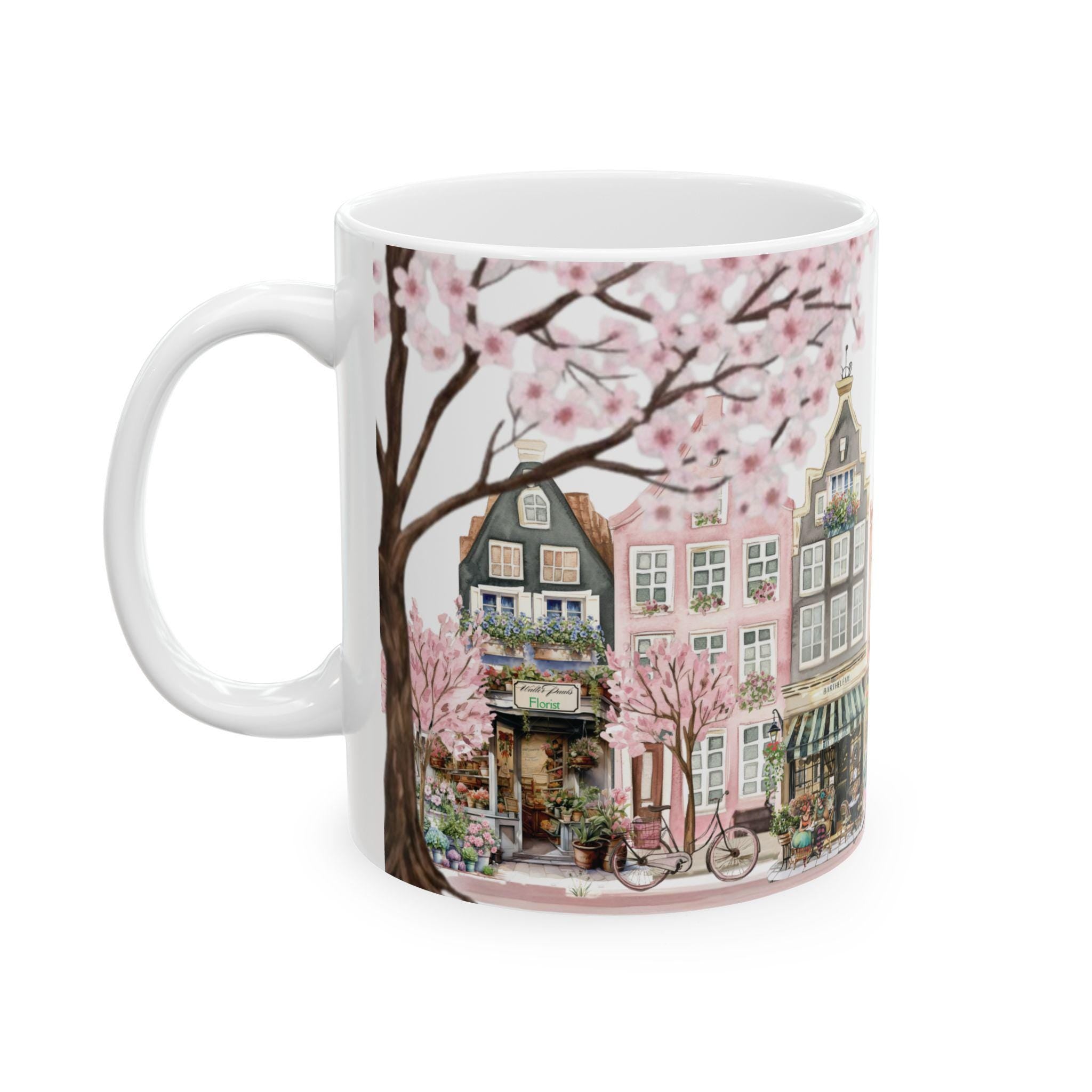 Painted Ladies Rowhouse Floral Coffee Cup Mug | Spring Tea & Coffee Lover