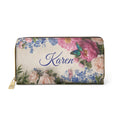 Pink Rose Toile Bouquet Zipper Wallet | Floral Butterflies, Vintage Garden