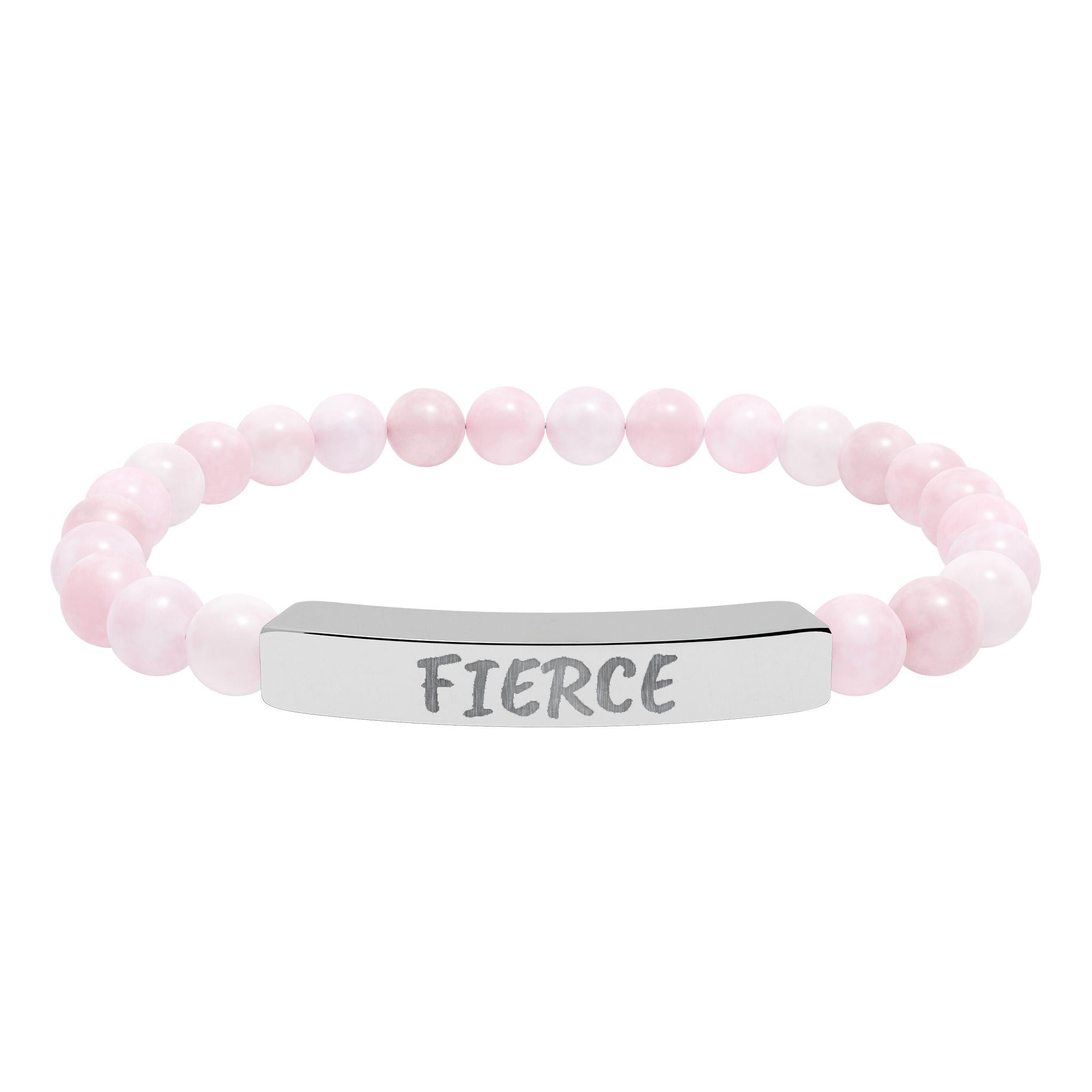 FIERCE Natural Stone Stretch Bar Bracelet | Engraved Christian Bracelet
