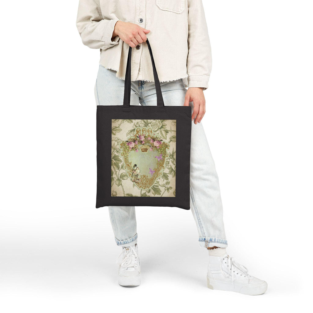 Vintage personalized Cotton Canvas Tote Bag - Green Toile