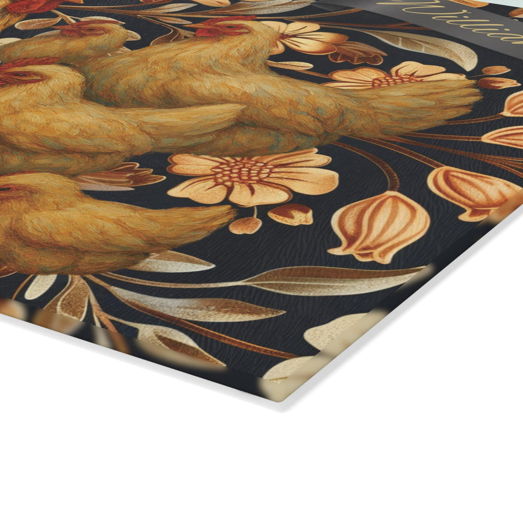 French Rooster Glass Cutting Board: Farmhouse Kitchen Decor