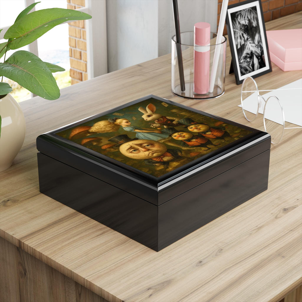 Alice in Wonderland storybook characters Jewelry Box | illustrated keepsake