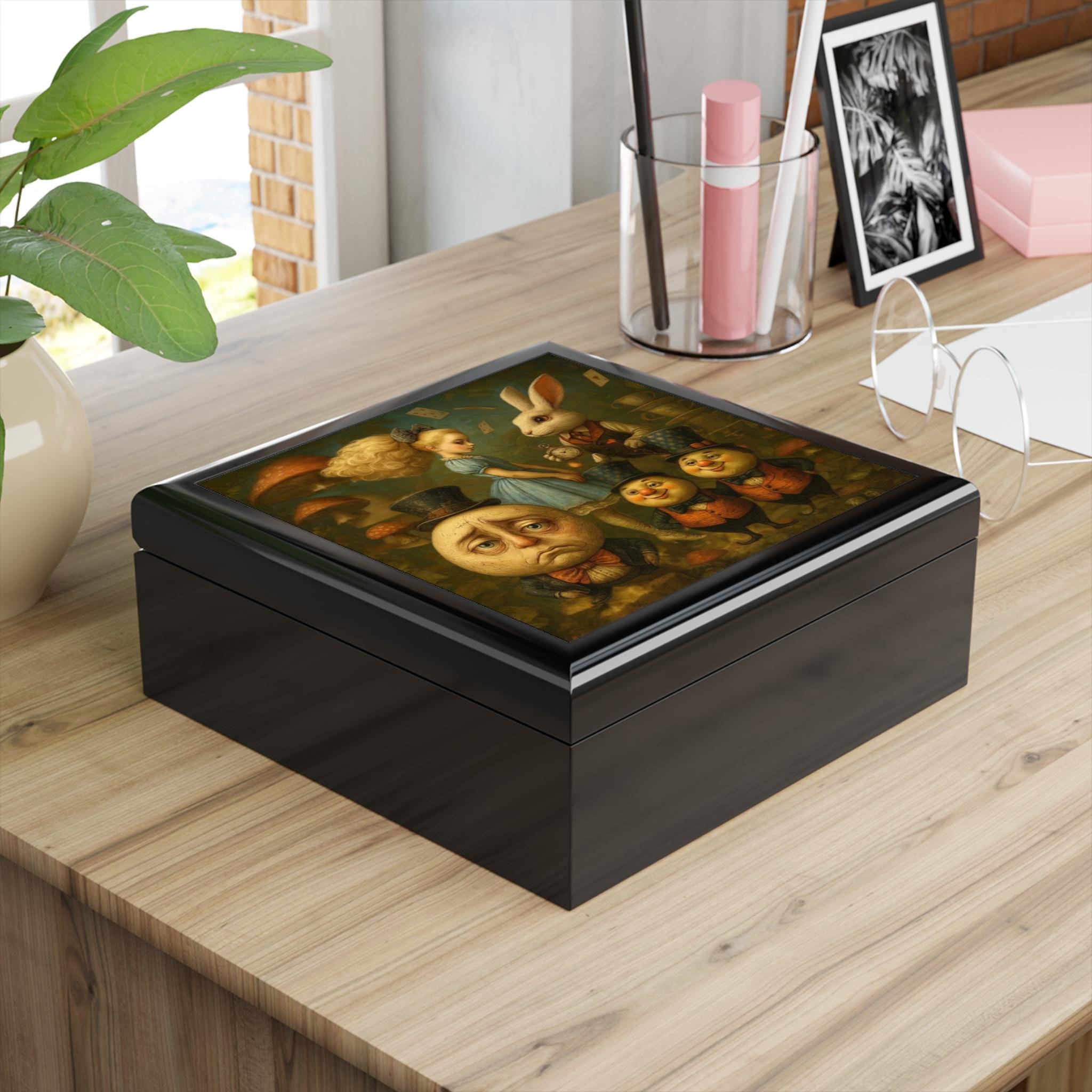 Alice in Wonderland storybook characters Jewelry Box | illustrated keepsake