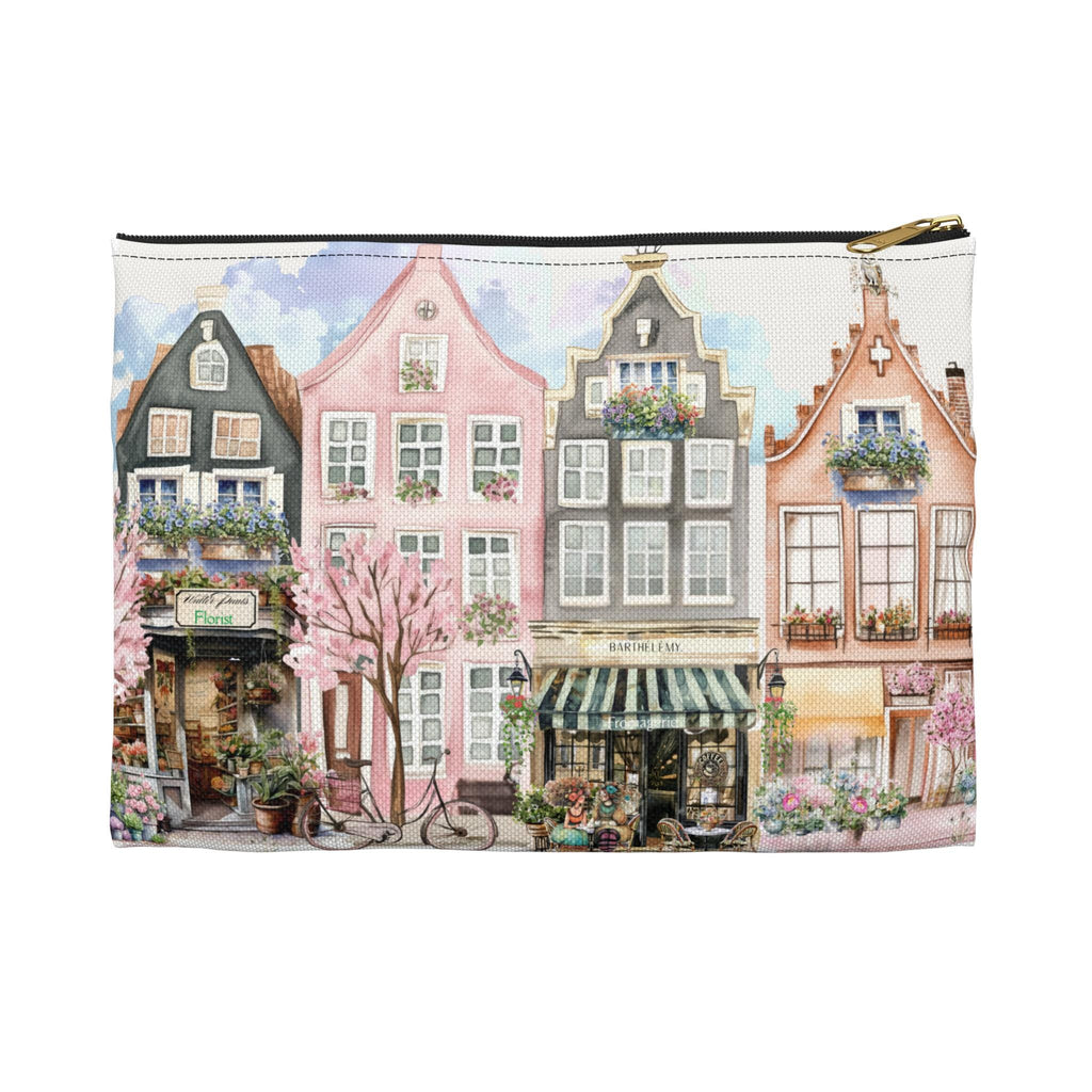 Village Row Houses Accessory Pouch | Illustrated Cottage Row Zip Pouch