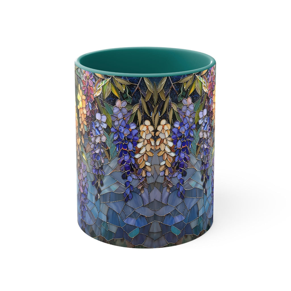Wisteria Mosaic 11oz Accent Mug | Floral Stained Glass Pattern