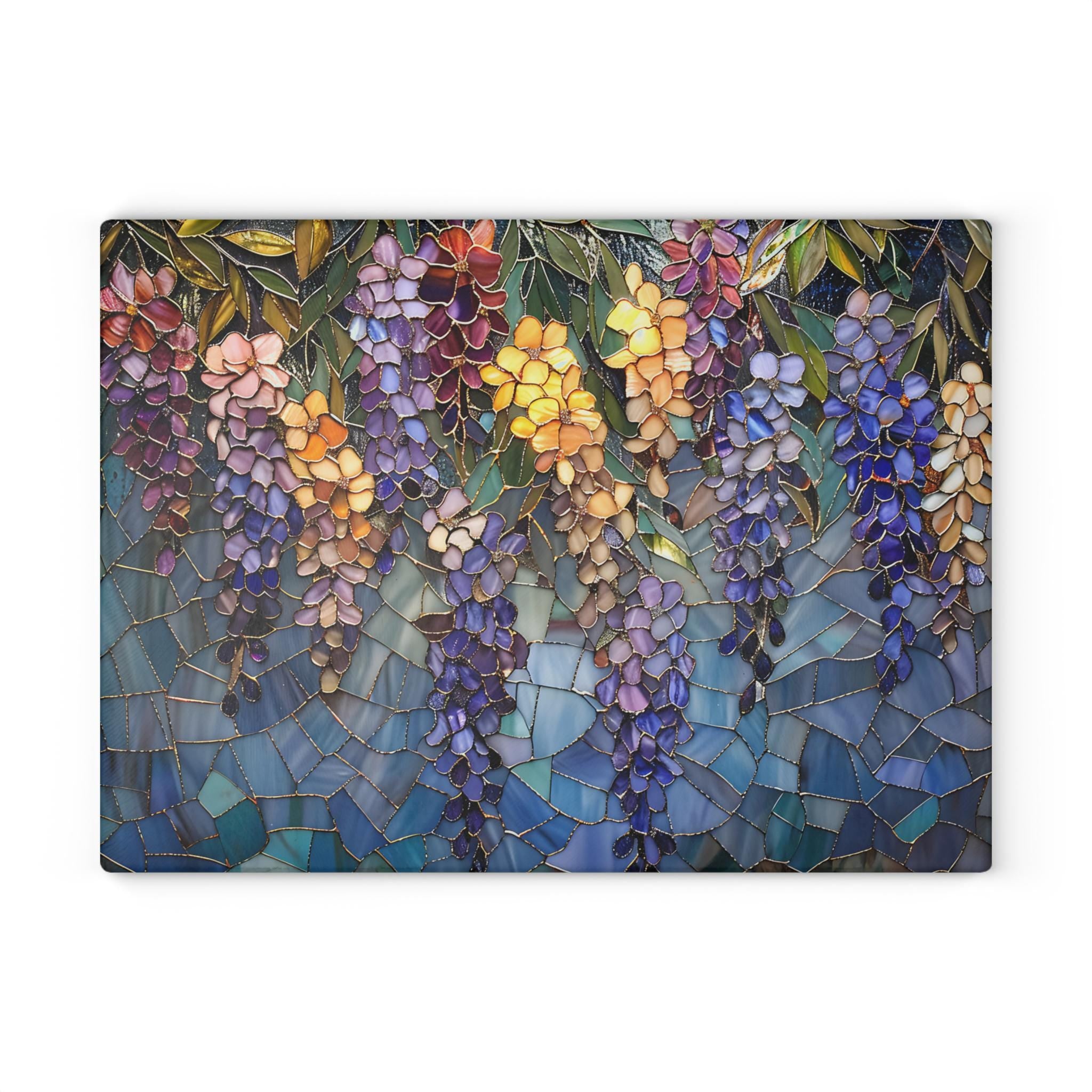 Floral Stained Glass Cutting Board • Maximalist Art Kitchen Tray 3D Image
