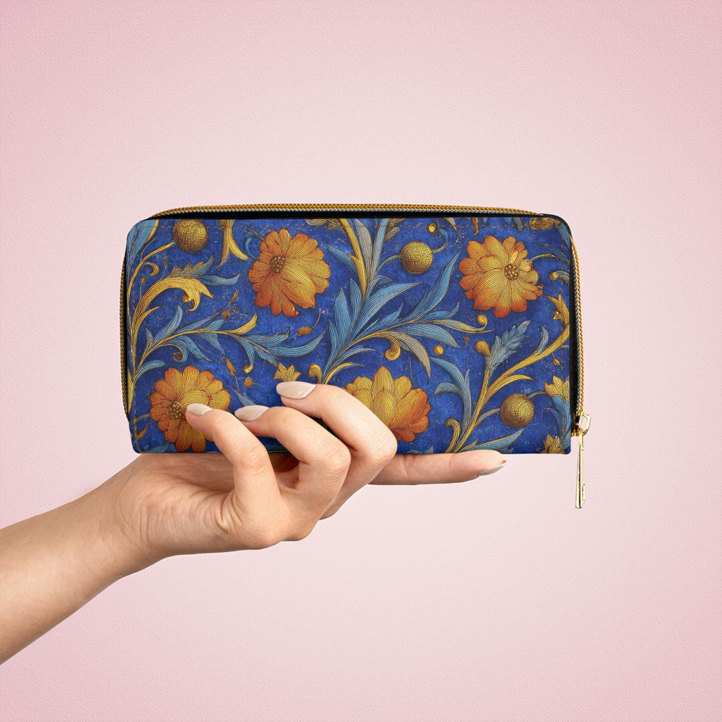 Florentine Floral Zipper Wallet | Classic Italian Pattern Clutch Purse