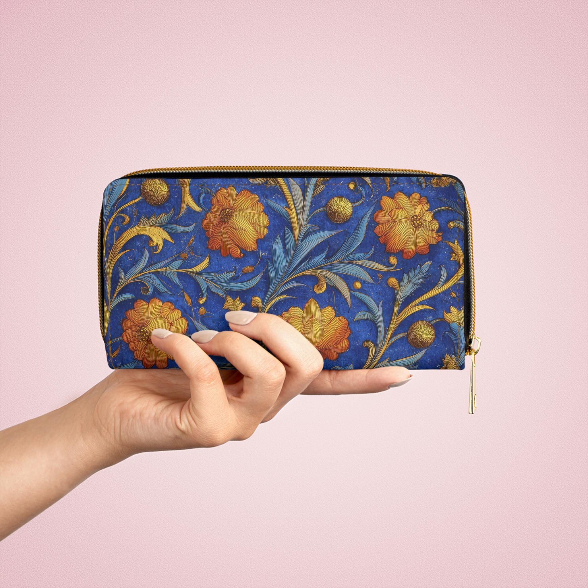 Florentine Floral Zipper Wallet | Classic Italian Pattern Clutch Purse