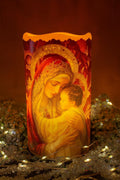 Mary & Jesus LED Wax Candle –Religious Christian Night Light / Christmas Centerpiece PERSONALIZED