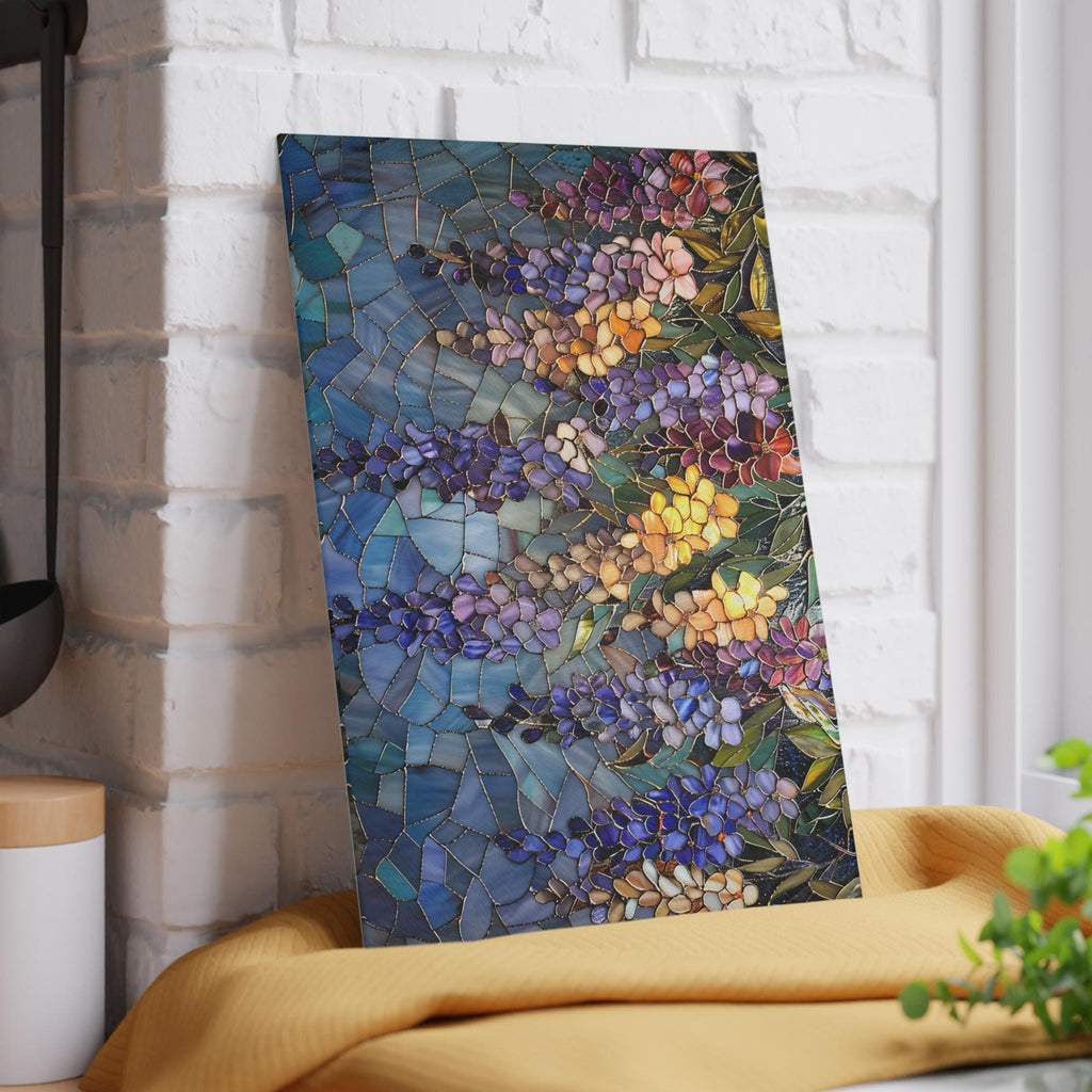 Floral Stained Glass Cutting Board • Maximalist Art Kitchen Tray 3D Image