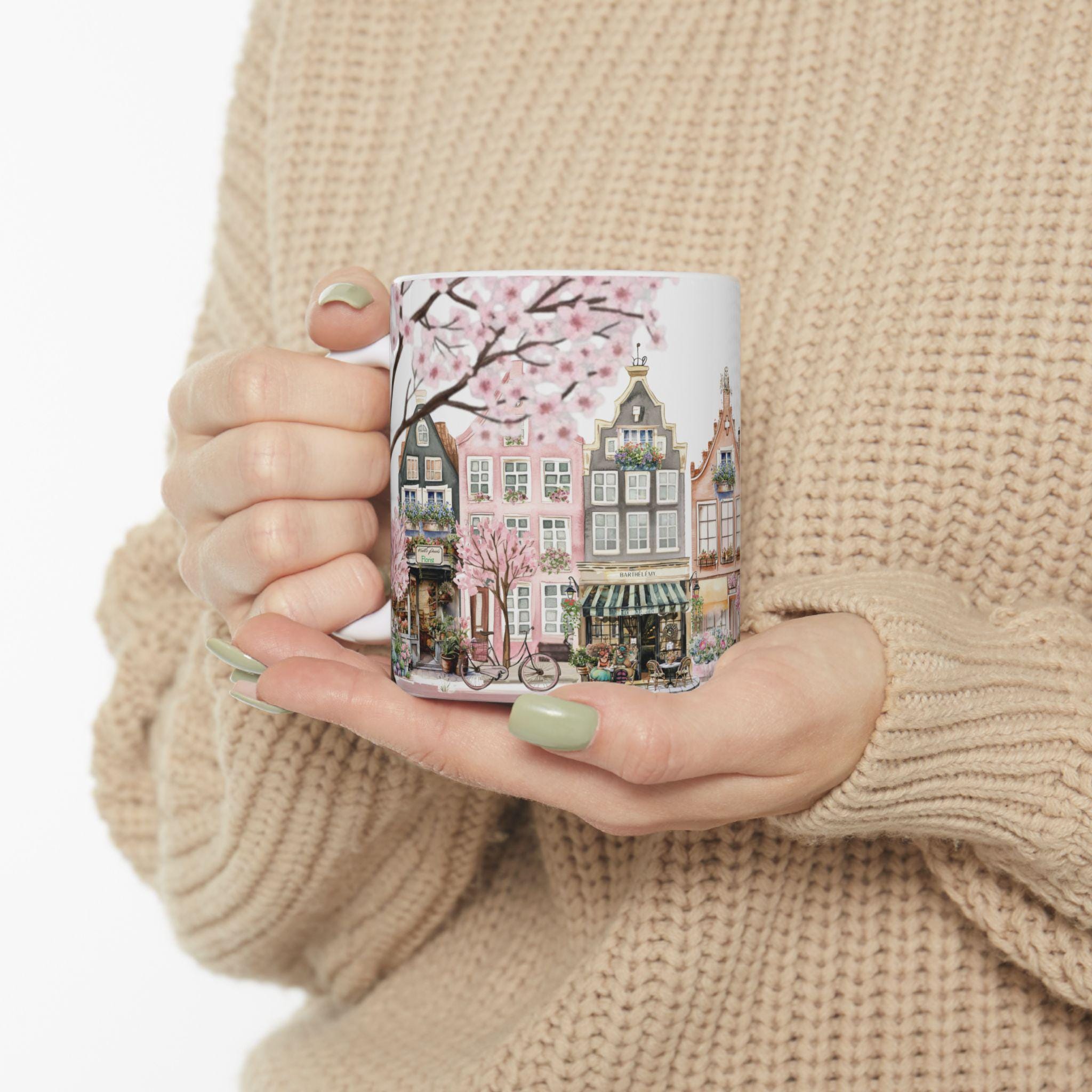 Painted Ladies Rowhouse Floral Coffee Cup Mug | Spring Tea & Coffee Lover