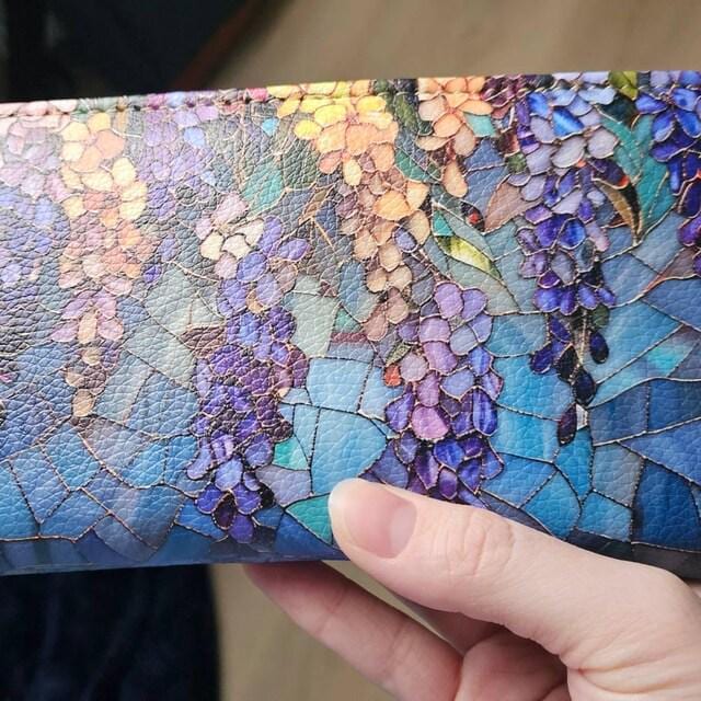 Wisteria Wallet | Floral Clutch • Botanical Zipper • Vegan Leather Coin Purse • Trendy Garden Lover Gift