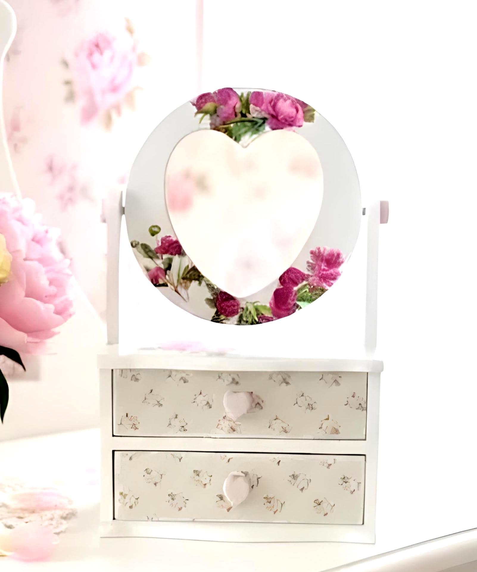 Cottagecore Jewelry Box – Vintage Floral Keepsake Chest, Wood Vanity Organizer